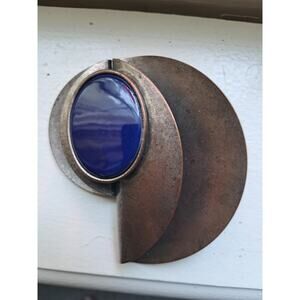 Vintage Taxco Brass Pendant Brooch With Purple Swirl Resin